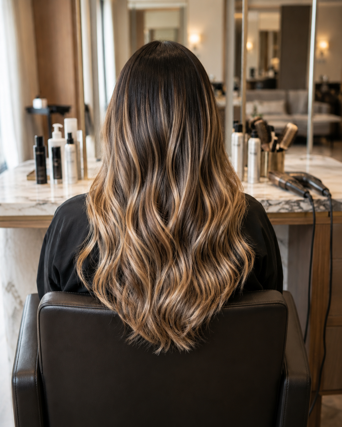 Luminous sun-kissed blonde balayage hair colour result